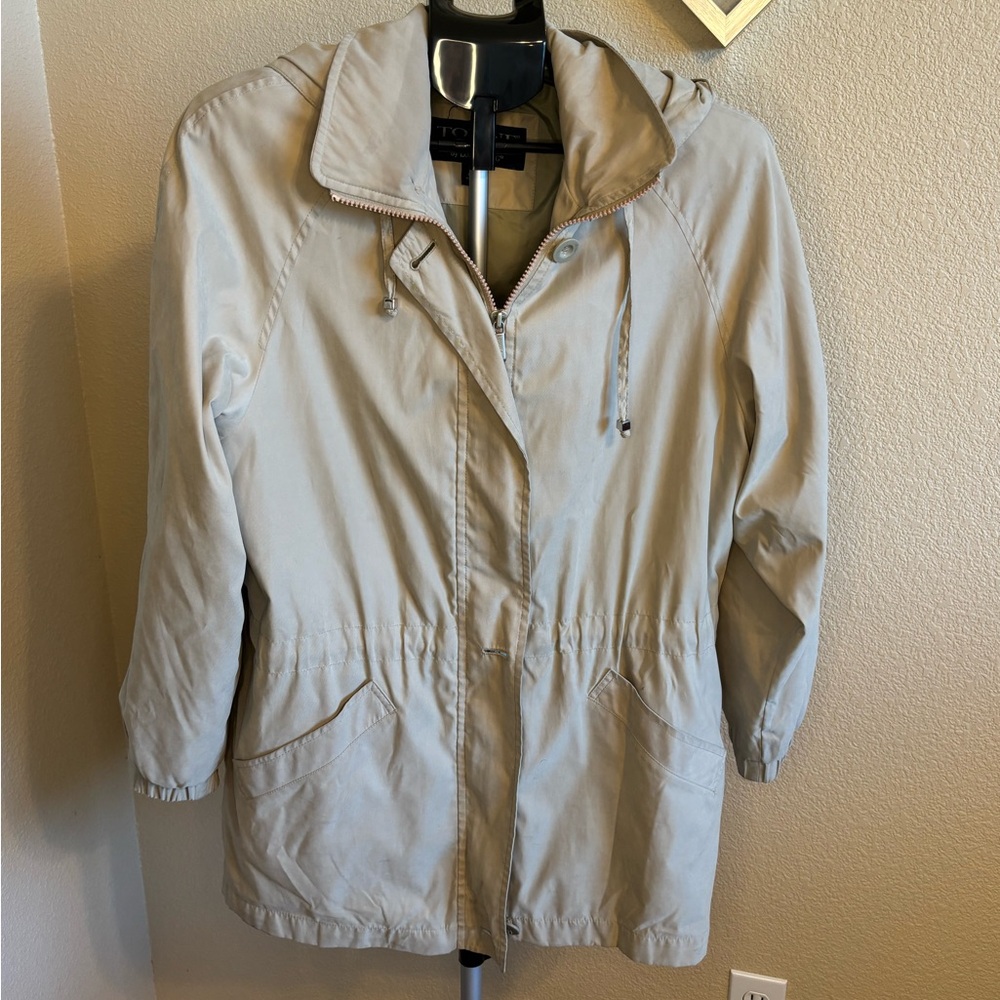 London Fog Towne Collection Beige Hooded Utility Jacket Women’s Medium‎